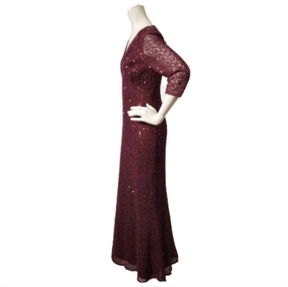 Kay Unger Gown Womens 6 Red Crochet Sequin - Picture 5 of 10